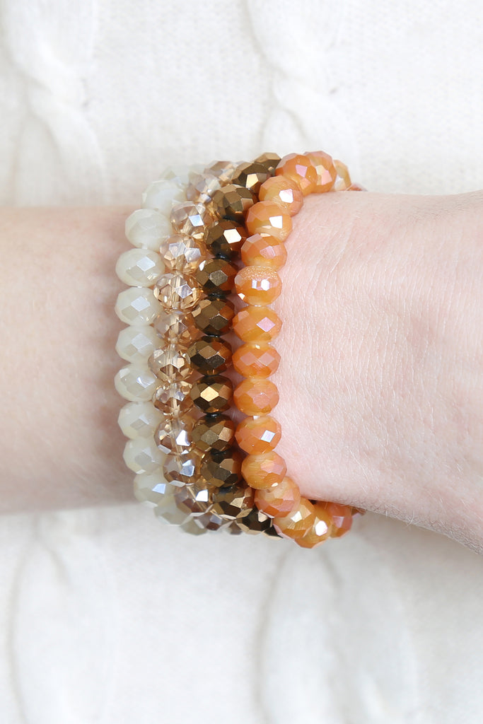 FOUR LINE CRYSTAL BEADS STRETCH BRACELET