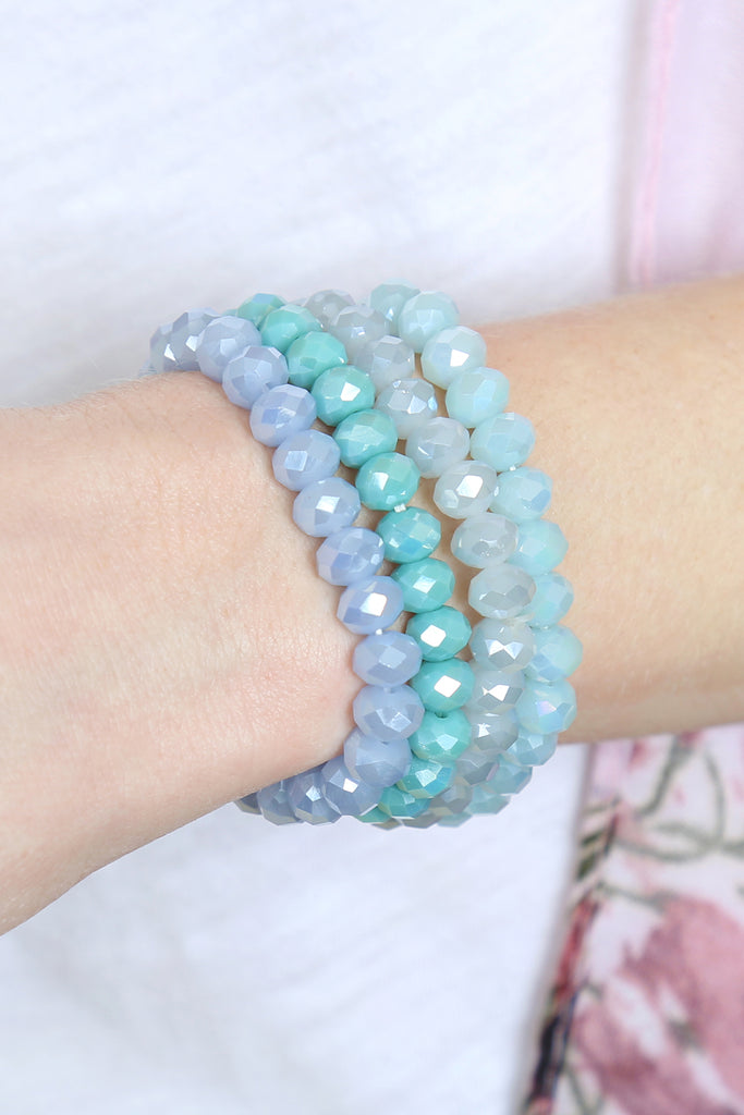 FOUR LINE CRYSTAL BEADS STRETCH BRACELET