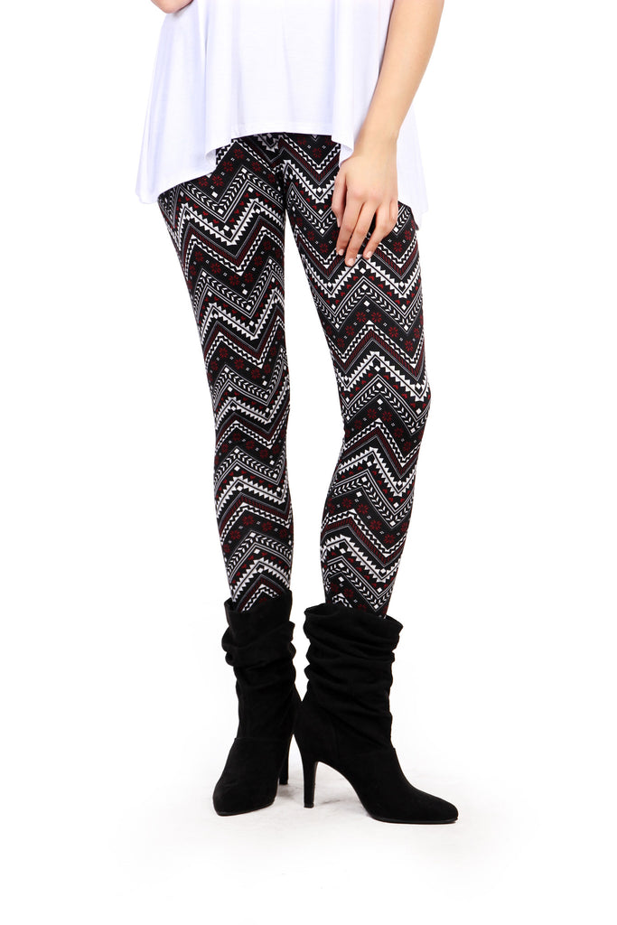 Tribal Chevron Print Fleece Leggings
