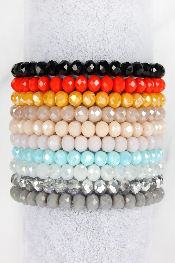 83595 - "LOVE AND BE LOVED" 6MM GLASS BEADS STRETCH BRACELET