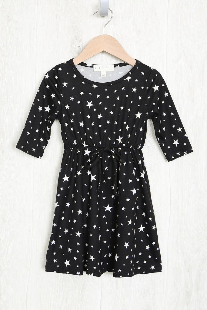 Toddler Girls Quarter Sleeve Star Print Dress