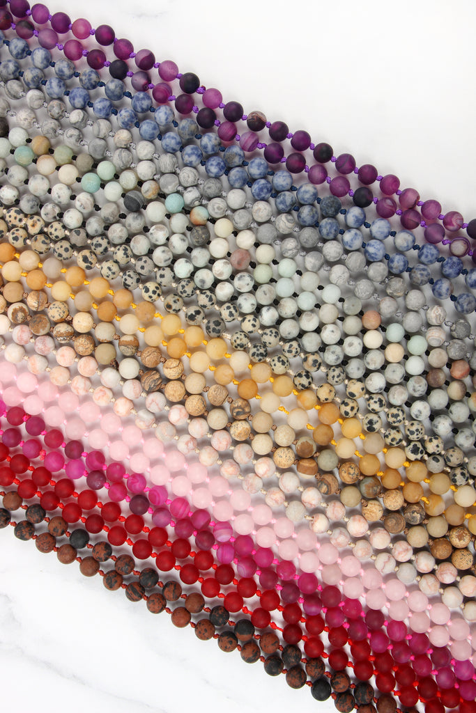 NATURAL STONE HAND KNOTTED LONG NECKLACE