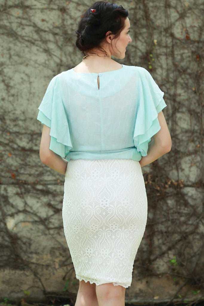 Ivory Lace Pencil Skirt