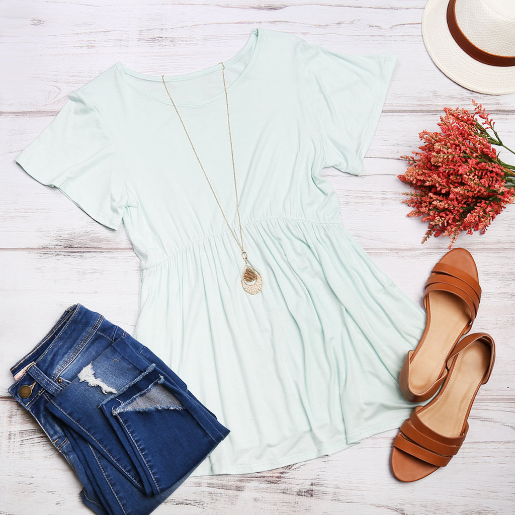 Flutter Sleeve Empire Waist Top