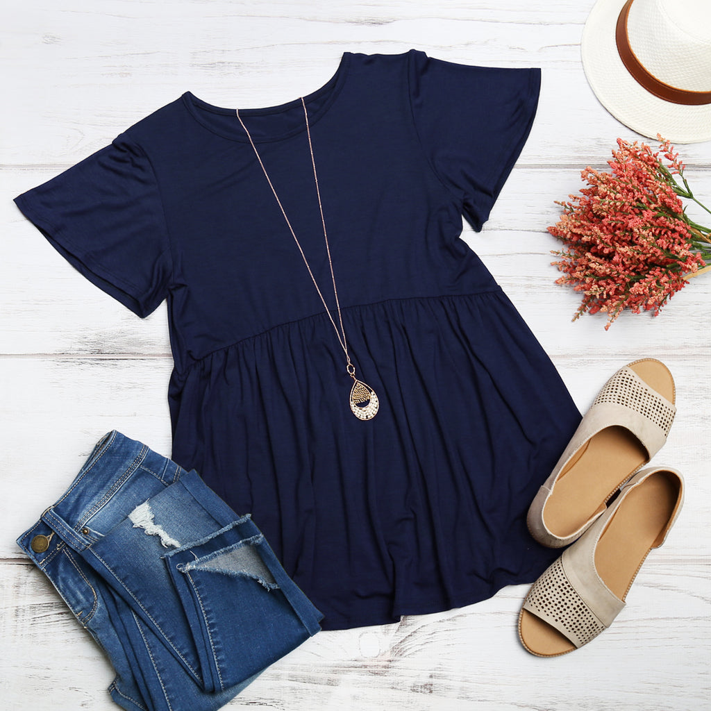 Flutter Sleeve Empire Waist Top
