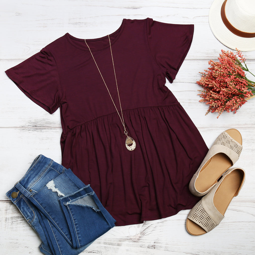 Flutter Sleeve Empire Waist Top