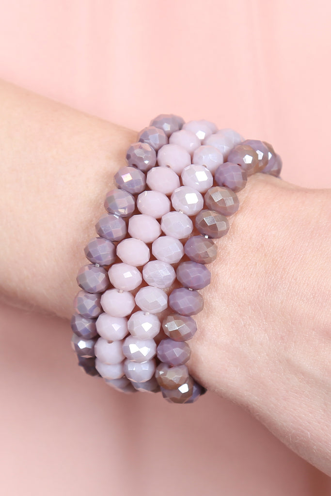 FOUR LINE CRYSTAL BEADS STRETCH BRACELET