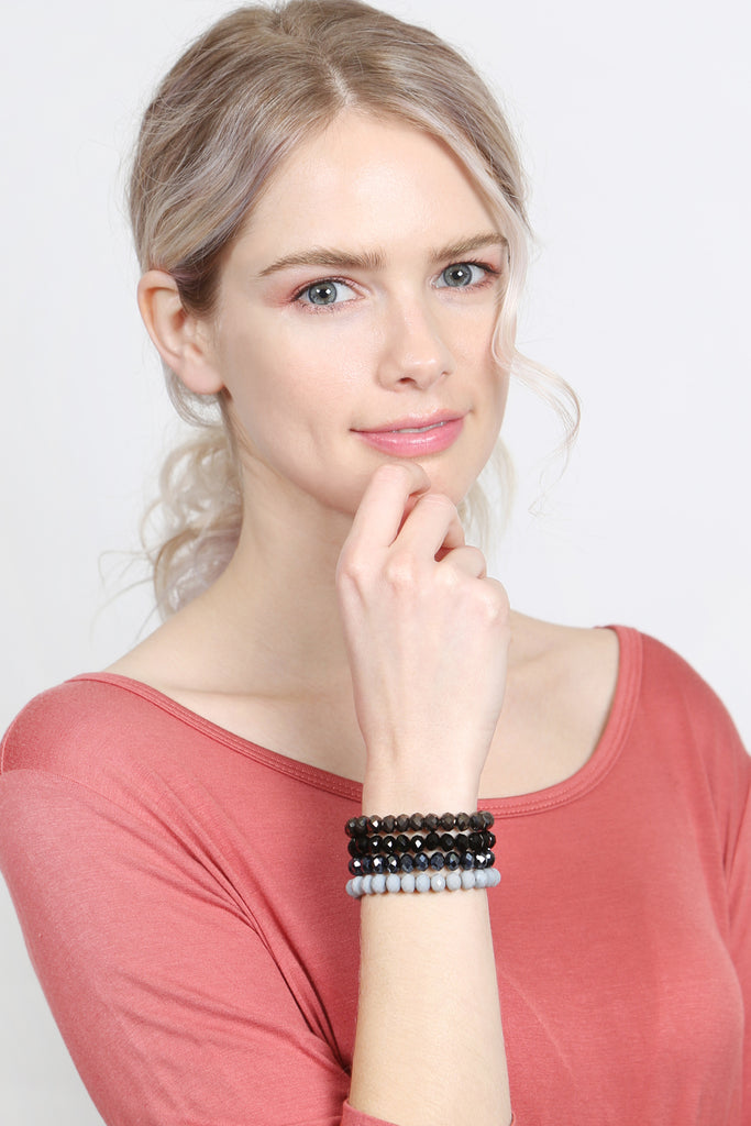 FOUR LINE CRYSTAL BEADS STRETCH BRACELET