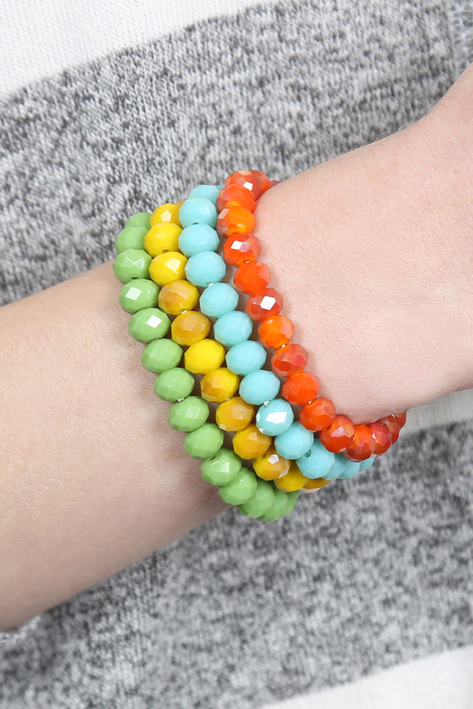 FOUR LINE CRYSTAL BEADS STRETCH BRACELET