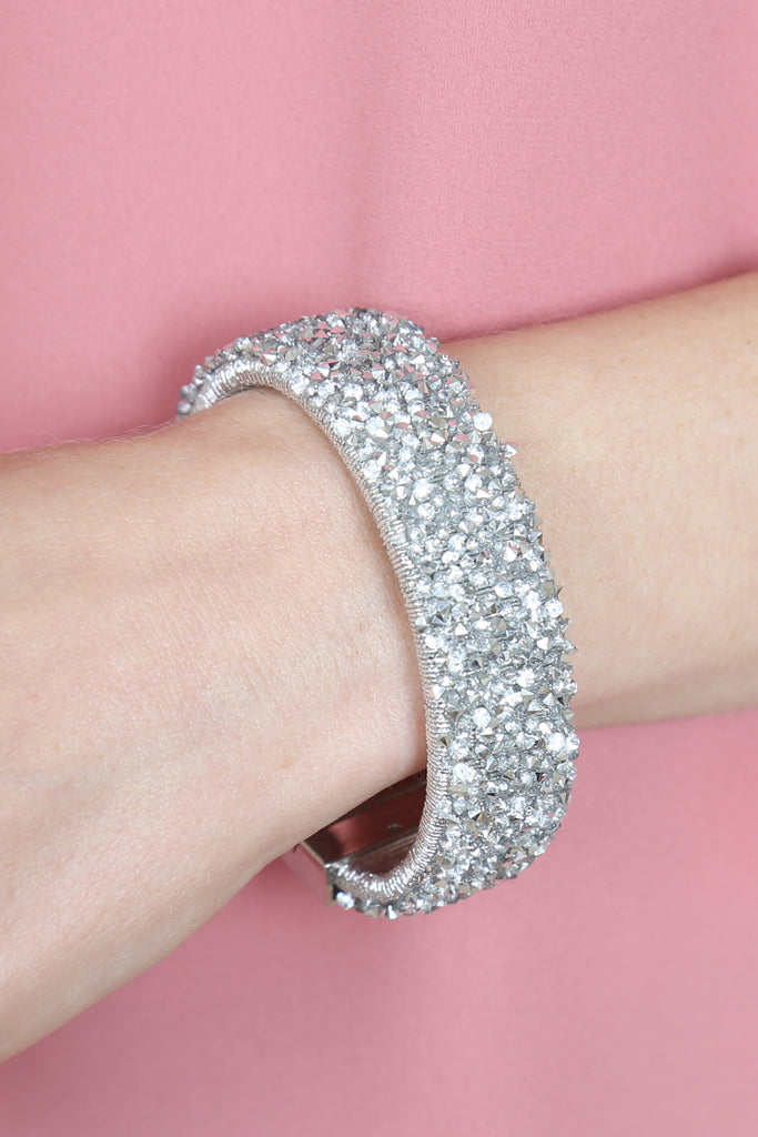 Rhinestone Embellished Magnetic Lock Bracelet