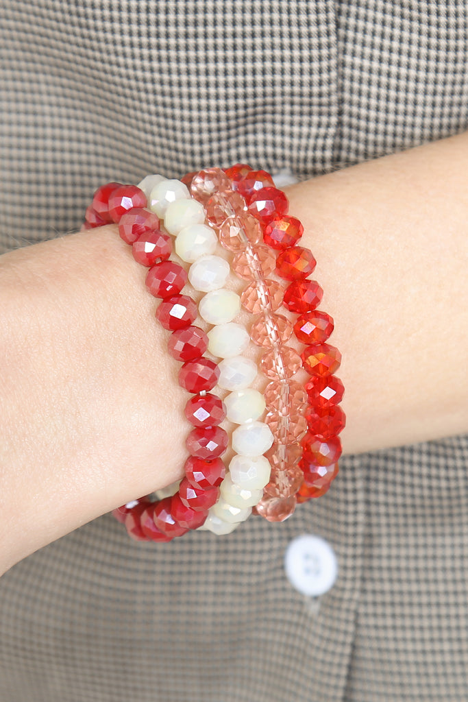 FOUR LINE CRYSTAL BEADS STRETCH BRACELET