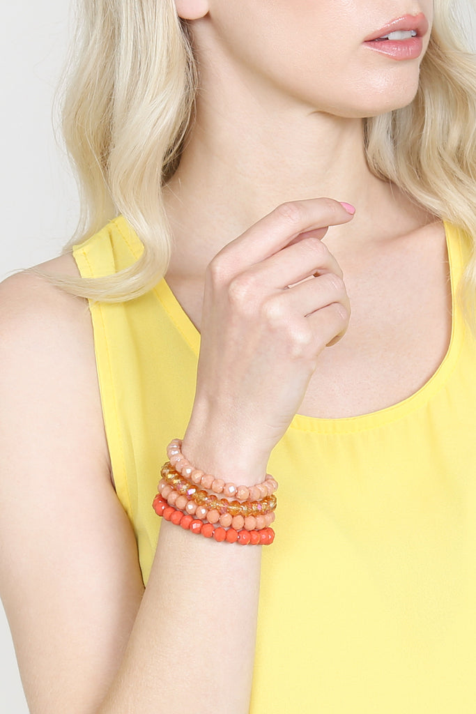 FOUR LINE CRYSTAL BEADS STRETCH BRACELET