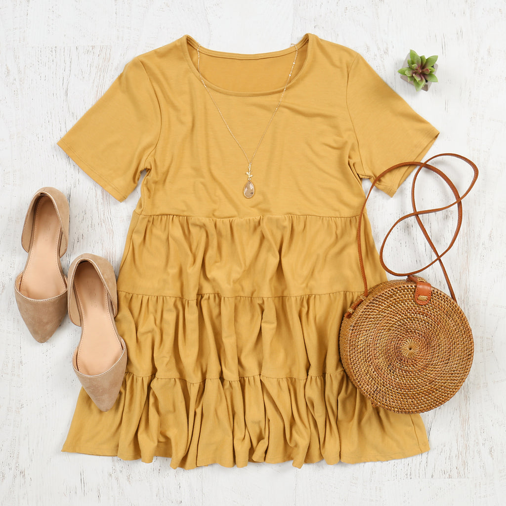 Short Sleeve Tiered Ruffle Tunic