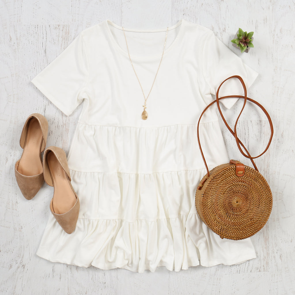 Short Sleeve Tiered Ruffle Tunic