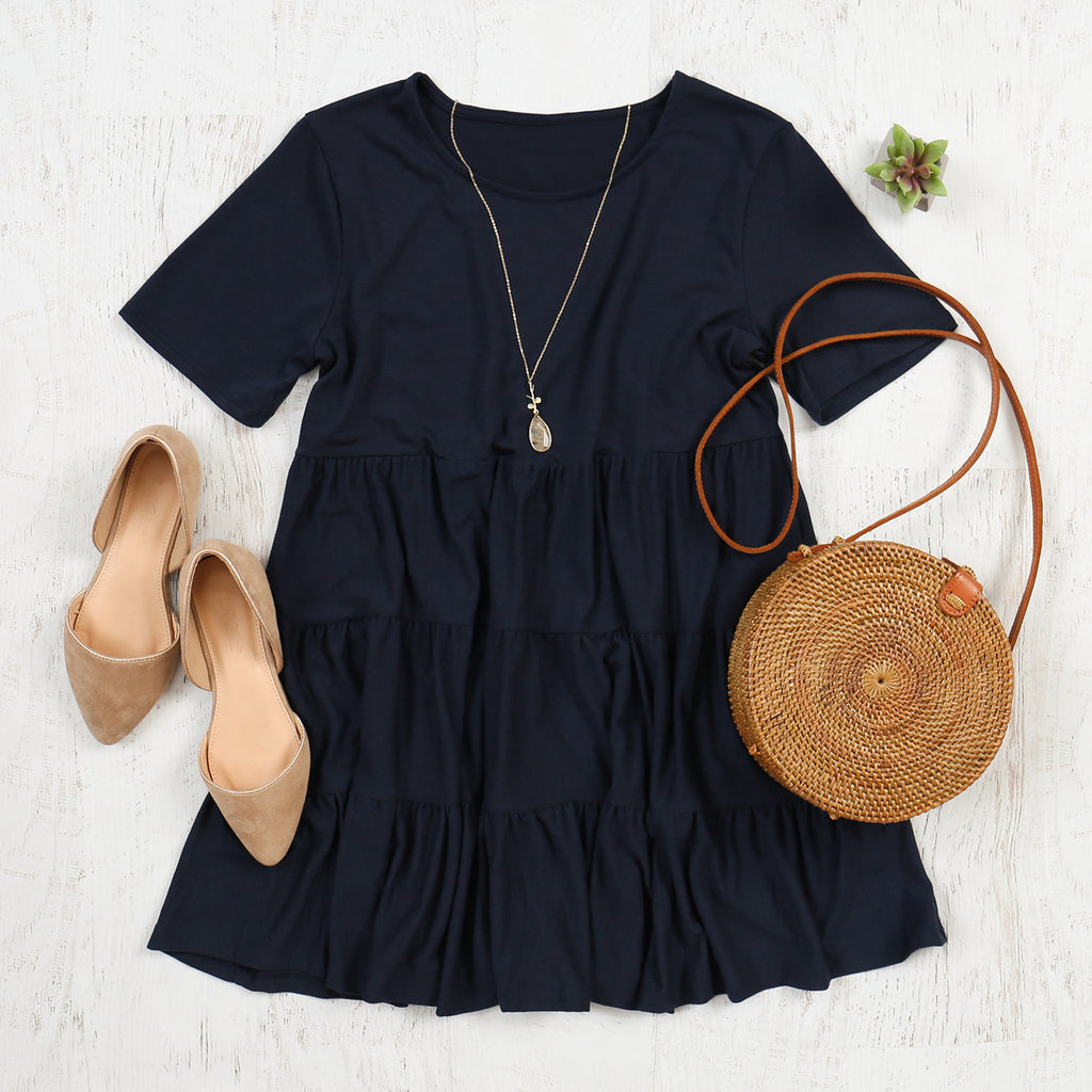 Short Sleeve Tiered Ruffle Tunic