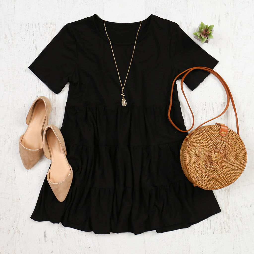 Short Sleeve Tiered Ruffle Tunic