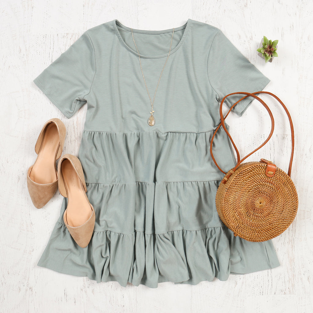 Short Sleeve Tiered Ruffle Tunic