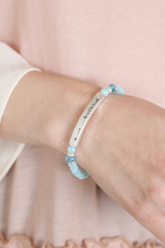 83595 - "LOVE AND BE LOVED" 6MM GLASS BEADS STRETCH BRACELET