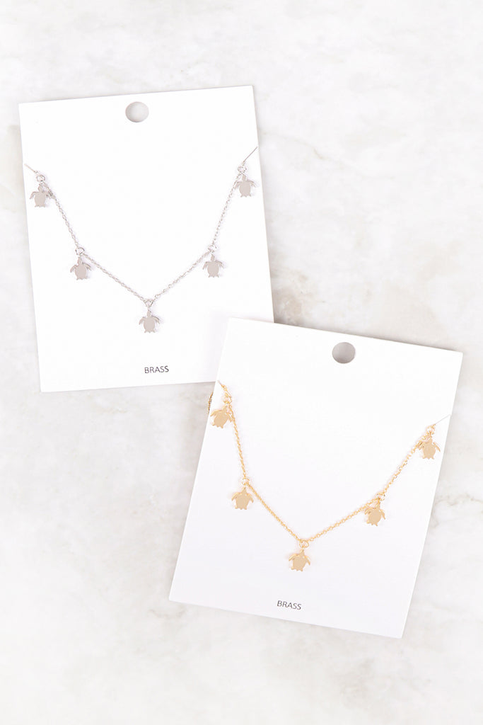INB318 - TURTLE DAINTY STATIONARY CHARM NECKLACE