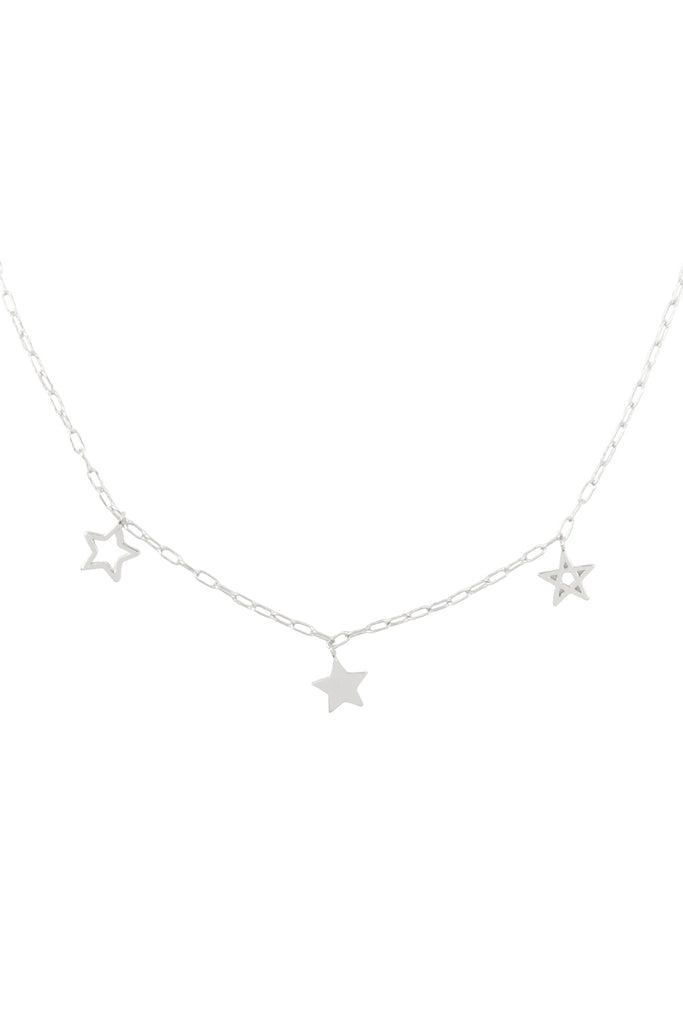 INB573 - THREE STAR CHARM CLIP CHAIN NECKLACE