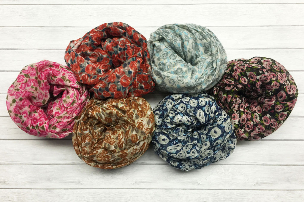 Rose Print Infinity Scarf
