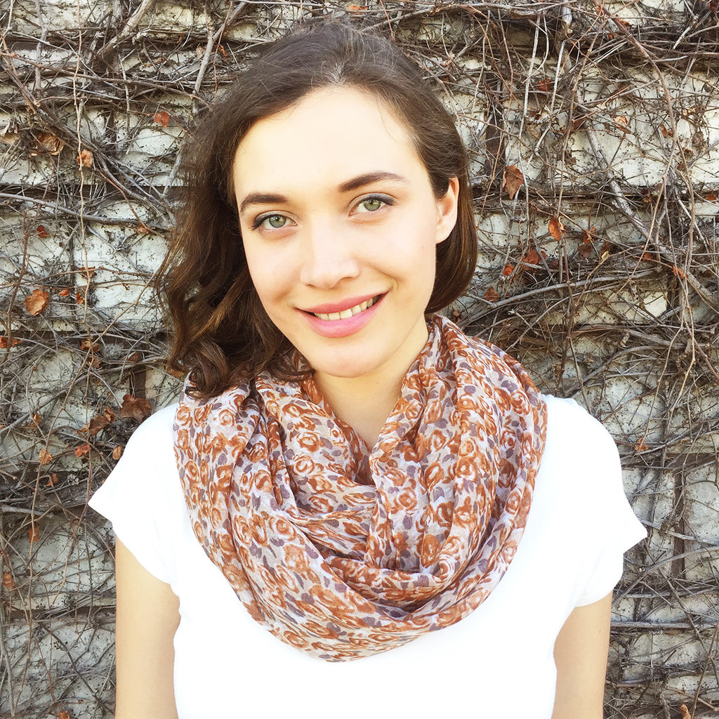 Rose Print Infinity Scarf