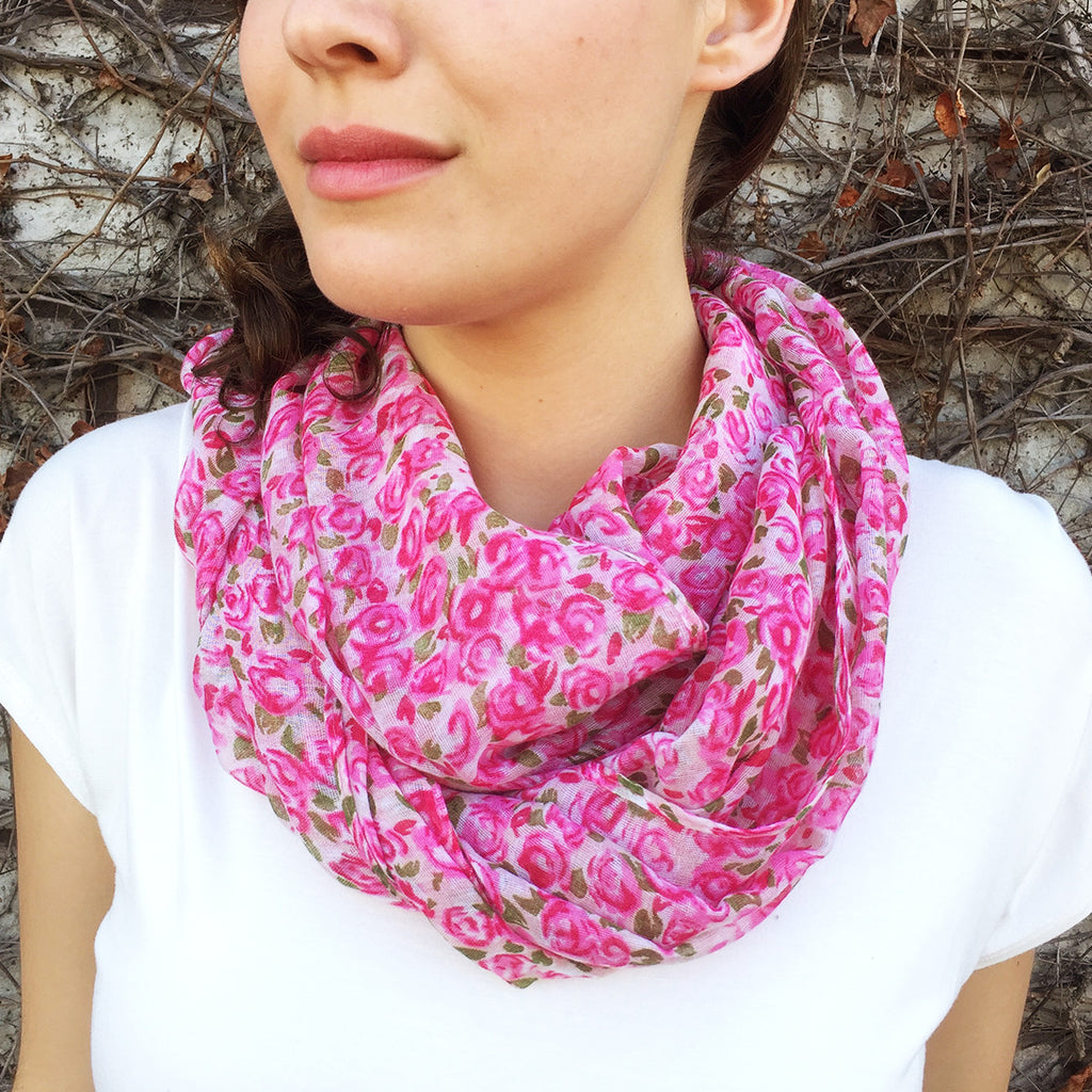 Rose Print Infinity Scarf