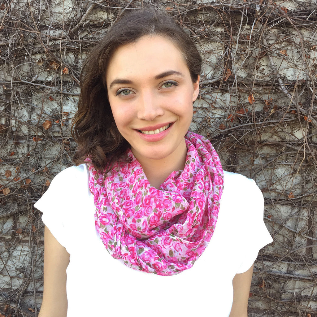 Rose Print Infinity Scarf