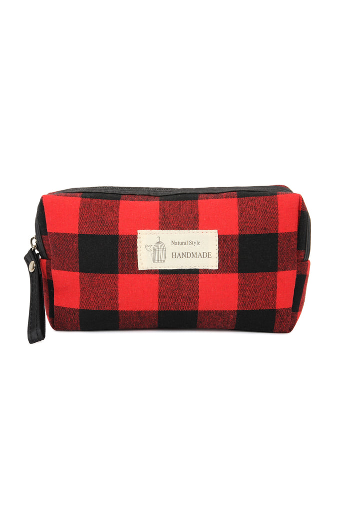 PLAID DESIGN COSMETIC POUCH