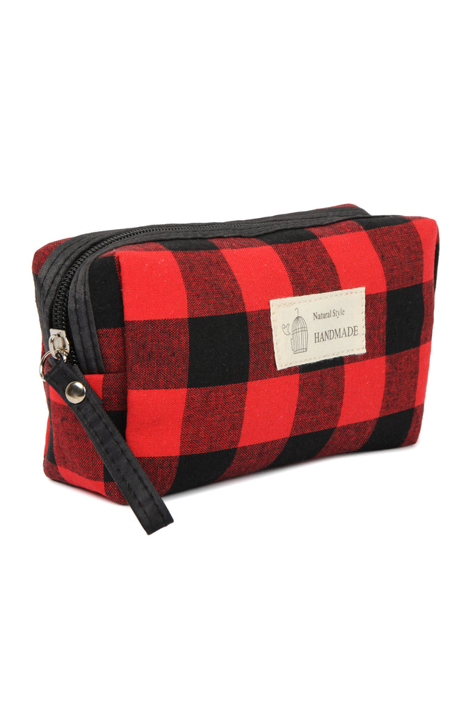 PLAID DESIGN COSMETIC POUCH