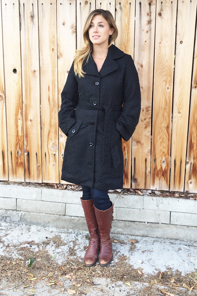 Sophisticating Textured Black Coat - Riah Fashion