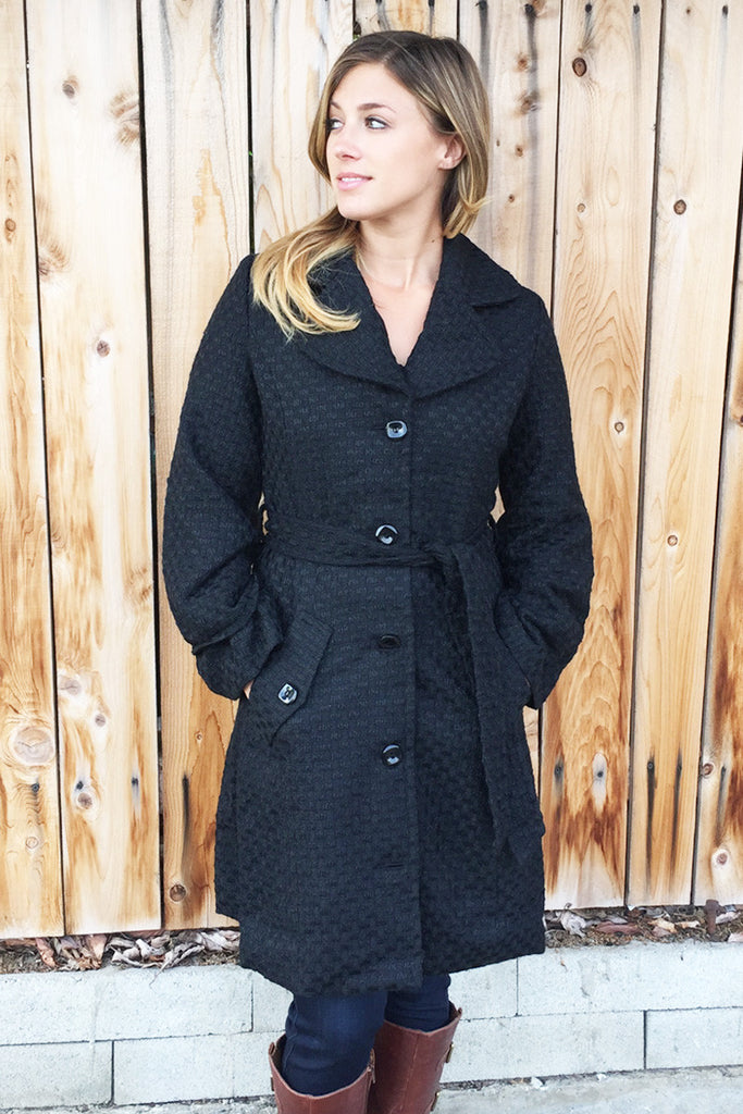 Sophisticating Textured Black Coat - Riah Fashion