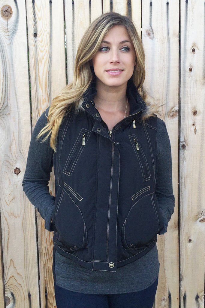 Trendy Faux Fur Hood Vest-3 Colors!