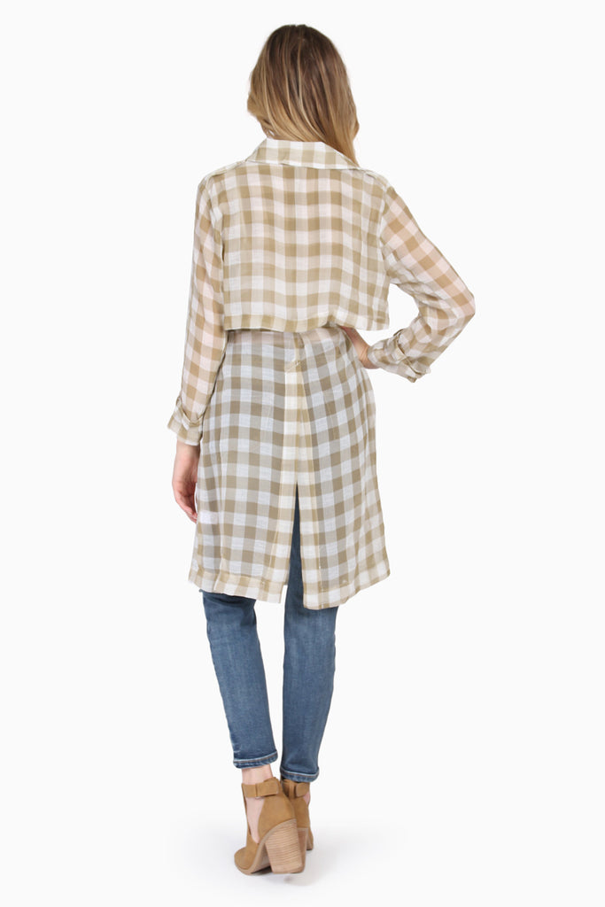 Lightweight Plaid Tie-up Jacket
