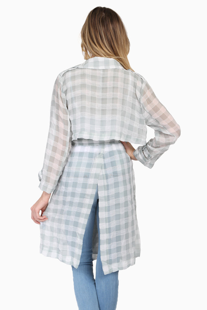 Lightweight Plaid Tie-up Jacket