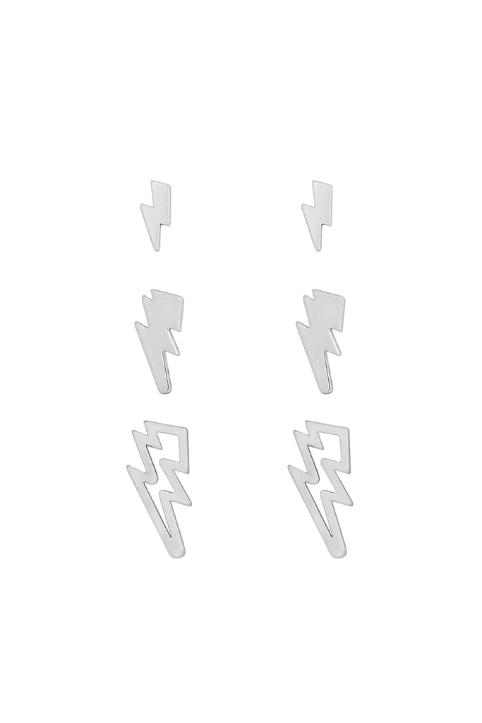 THREE SET LIGHTNING POST STUD EARRINGS