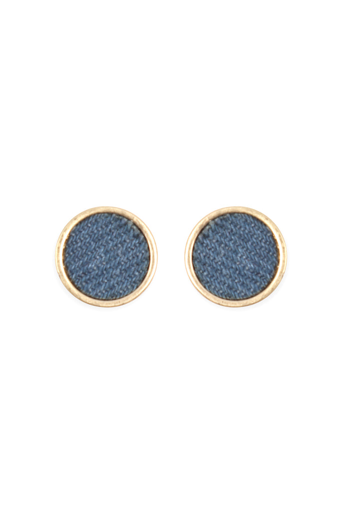 DENIM BUTTON EARRINGS