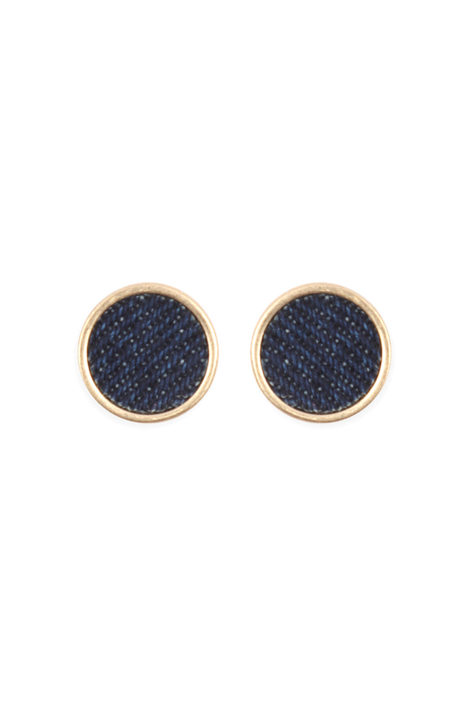 DENIM BUTTON EARRINGS