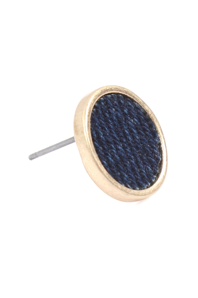 DENIM BUTTON EARRINGS
