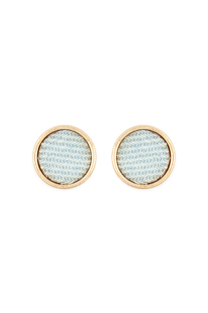 DENIM BUTTON EARRINGS