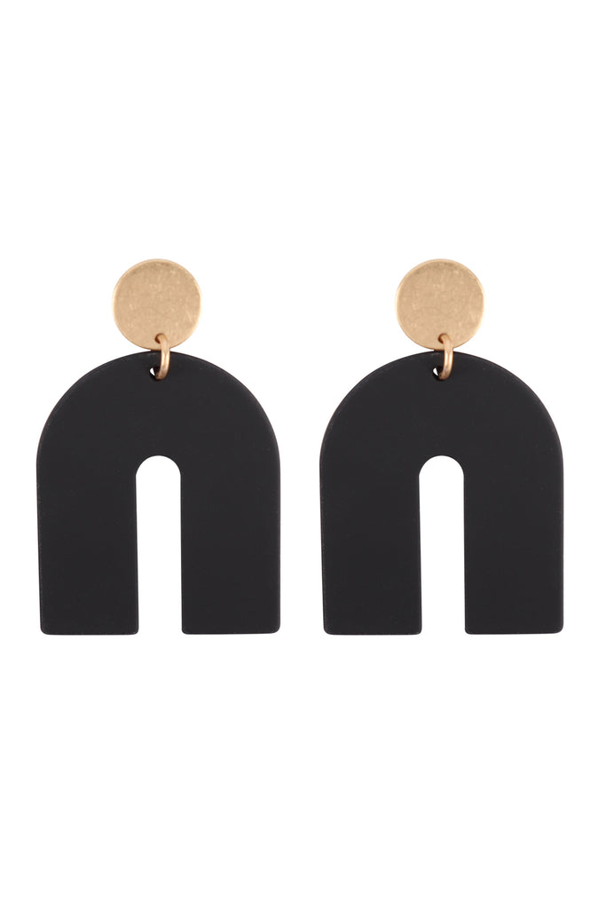 U SHAPE UPSIDE DOWN ACRYLIC NUETRAL COLOR EARRINGS
