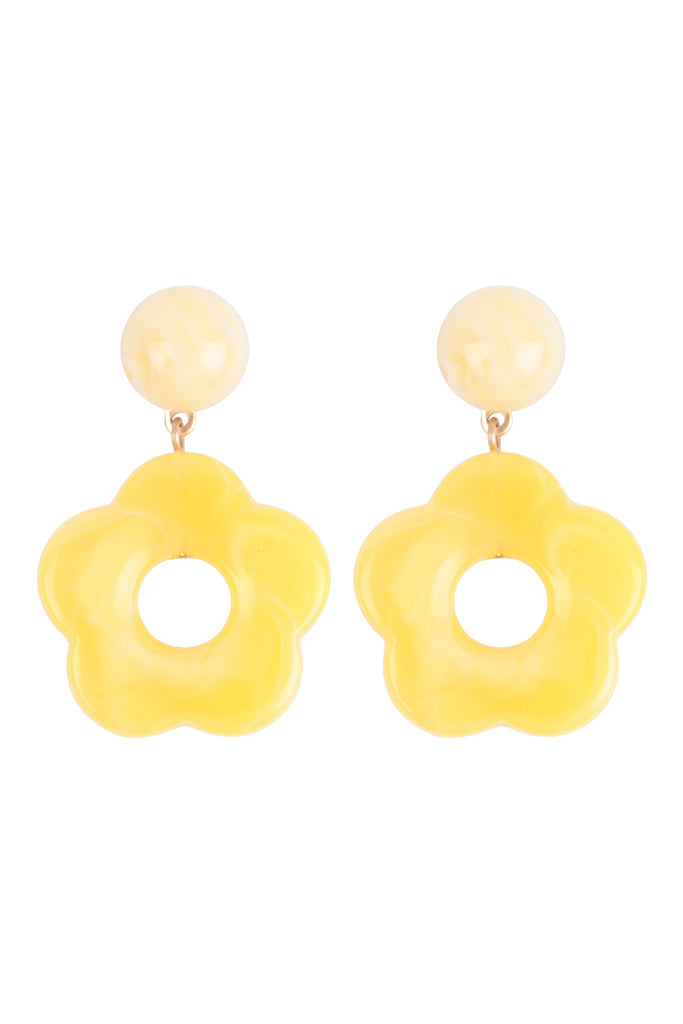 JEC071 - ACRYLIC FLOWER DROP, ROUND POST EARRINGS