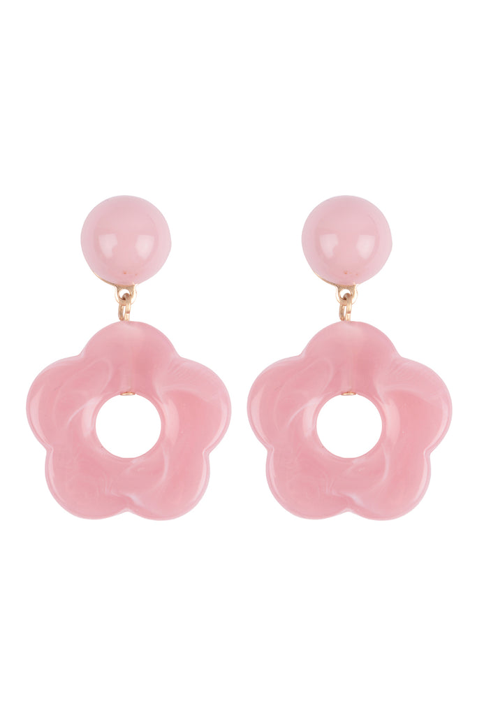 JEC071 - ACRYLIC FLOWER DROP, ROUND POST EARRINGS