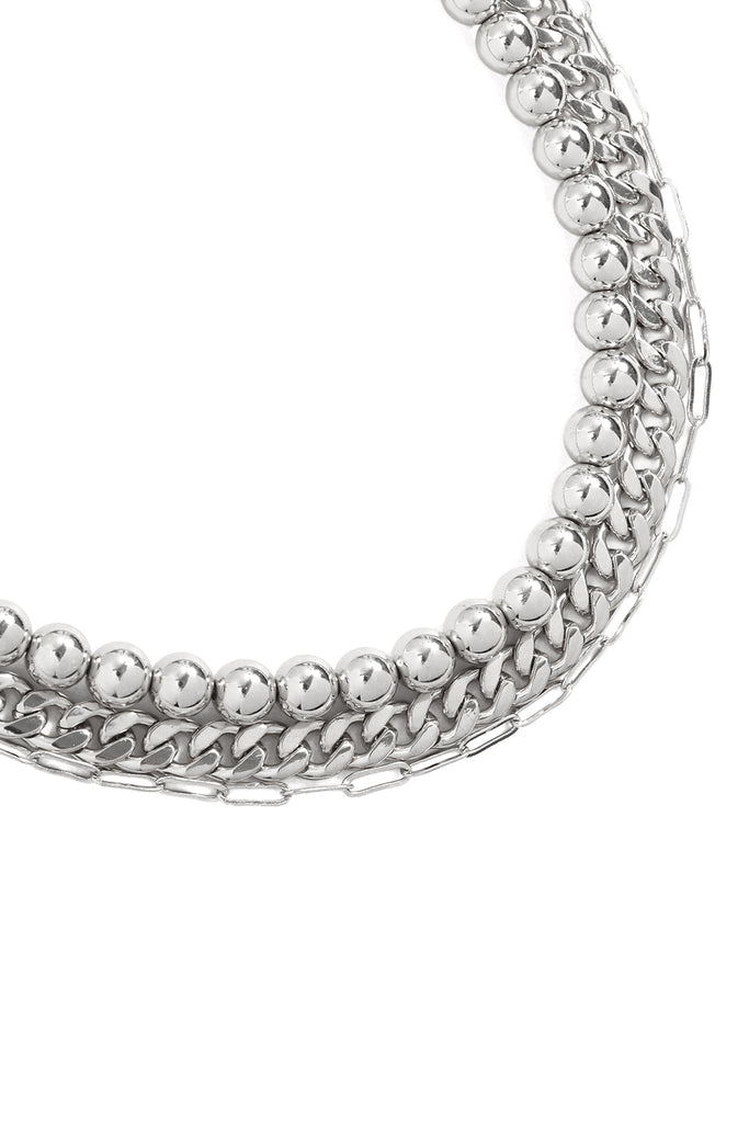 THREE-LAYERED BALL AND CHAIN NECKLACE