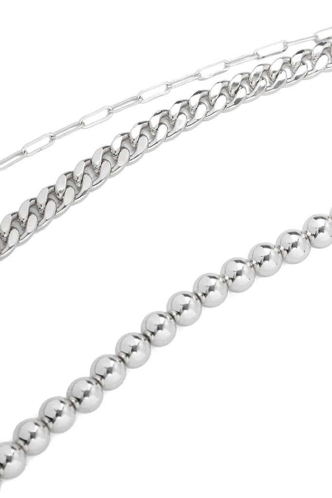THREE-LAYERED BALL AND CHAIN NECKLACE