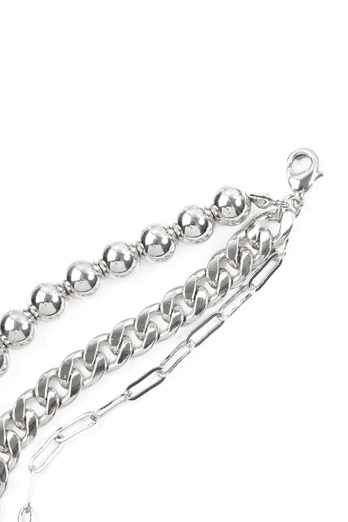 THREE-LAYERED BALL AND CHAIN NECKLACE