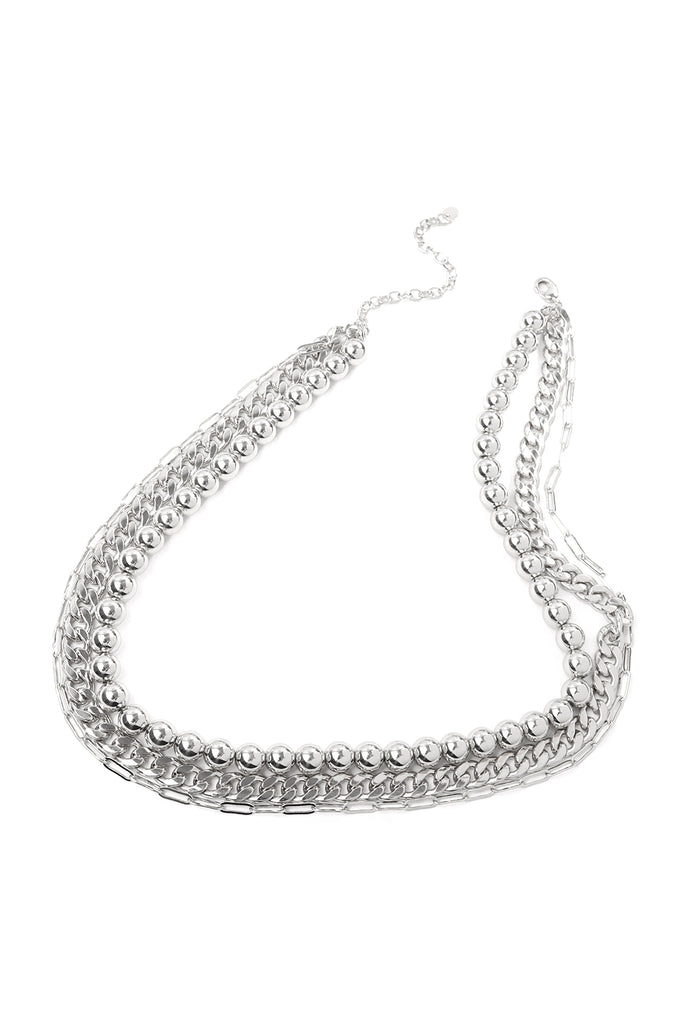 THREE-LAYERED BALL AND CHAIN NECKLACE