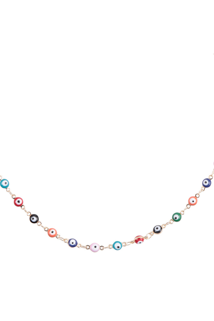 JNB456 - EVIL EYE CHAIN COLOR CHOKER NECKLACE