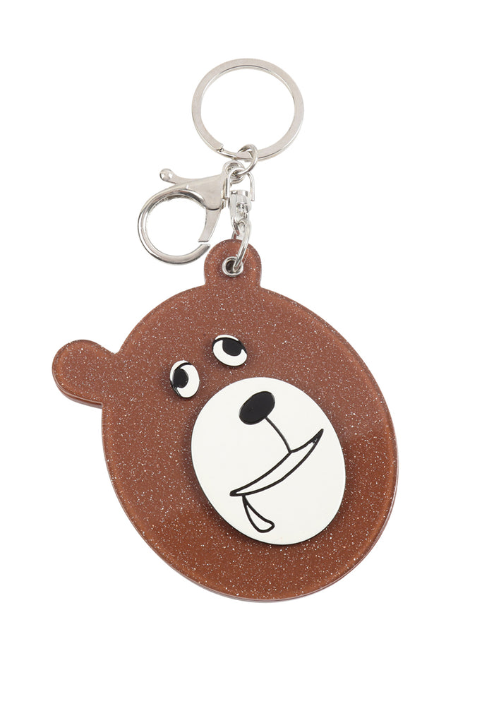 BLACK/BROWN ASSORTED DROOLY BEAR W/ MIRROR KEYCHAIN