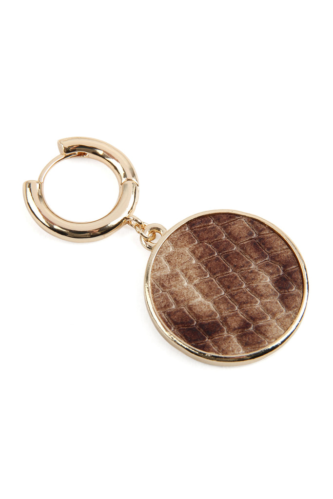 SNAKE SKIN DISK HOOP DANGLE EARRINGS